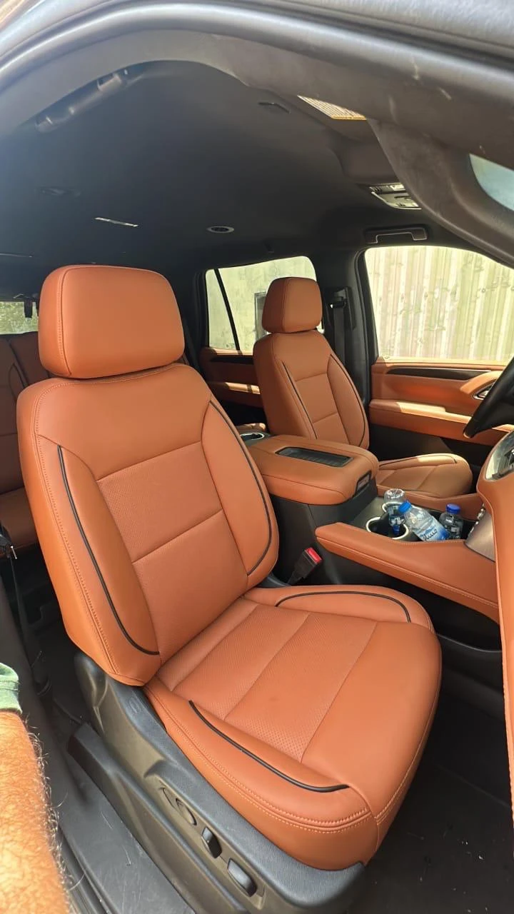 Red custom leather upholstery